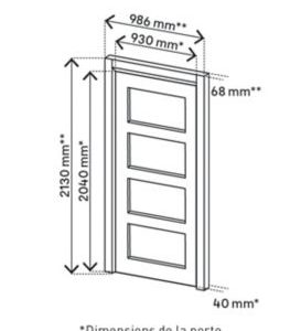 Bloc-porte Connemara Pin H.204 x L.93 cm, 4 Panneaux, Poussant Gauche - Prêt à Peindre – Image 5