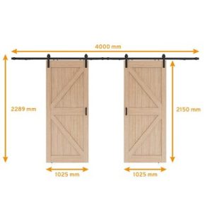 Double porte coulissante intérieure Schulte 205x215 cm – Chêne, système ouvert noir, Softclose – Image 3