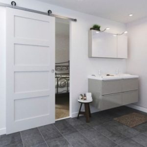 Porte coulissante Connemara 4 panneaux blanc 83x204 cm - Style Shaker, MDF, avec poignée incluse – Image 5