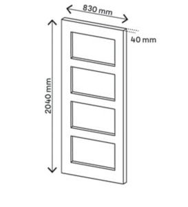 Porte coulissante Connemara 4 panneaux blanc 83x204 cm - Style Shaker, MDF, avec poignée incluse – Image 6