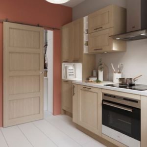 Porte coulissante Connemara 204x83 cm – Effet chêne naturel avec poignée incluse – Image 3