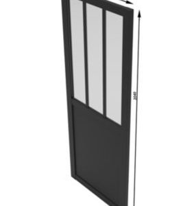 Porte coulissante vitrée esprit atelier noir 204x73 cm – MDF, vitrage feuilleté, poignées des deux côtés – Image 5